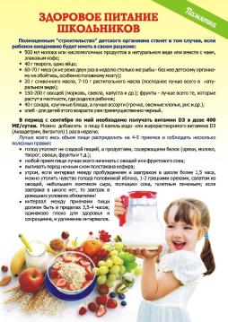 Памятка по питанию